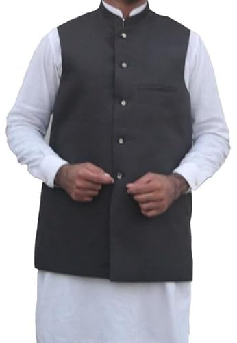 taj Men's Waist Coat Indian Men Party Wear Traditional Outfit Ethnic Grooms EID RAMADHAN WEDDING (Large)