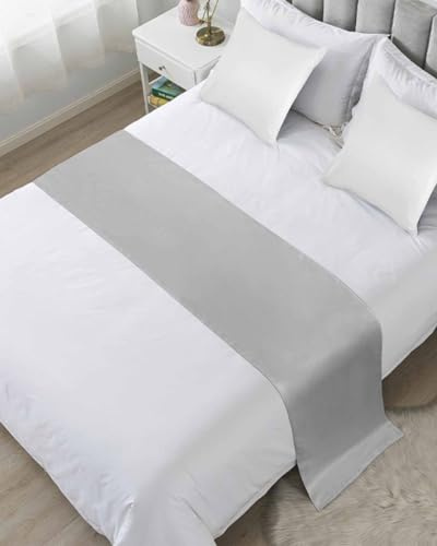 DecorLovee Grey Bed Runners for Queen Size Bed, Modern Decorative Bed Throws for Foot of Bed, Farmhouse Pure Gray Bed Runner Sofa Throw Bedding Scarf Protector Slipcover for Bedroom/Hotel