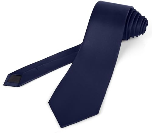 Puistr Corbatas extra largas para hombre de 63 pulgadas, color liso, 8,5 cm, corbatas grandes y altas para hombres + caja de regalo, Azul marino, Medium