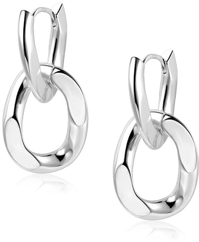 ALEXCRAFT Dicke Drop Ohrringe Silber 925 Hängend Creolen Damen Chunky Silver Dangle Earrings for Women für Frauen Freundin Mama