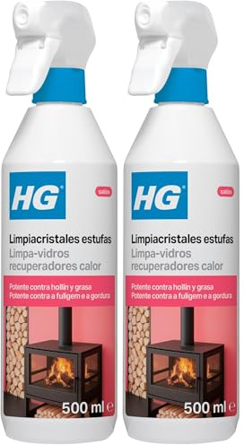 HG Aerosol Limpiador para Cristales de Estufa para Hornos y Chimeneas, Elimina Hollín, Grasa y Alquitrán – 500 ml (Paquete de 2)