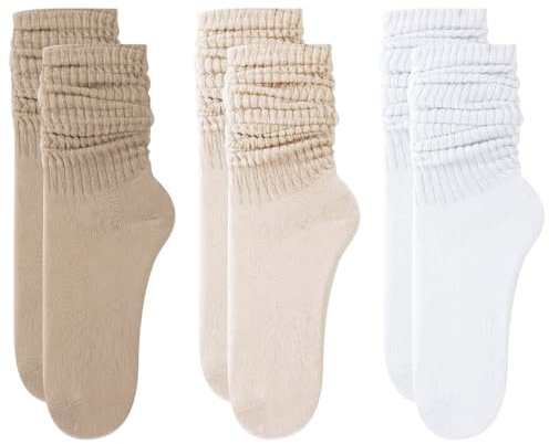 JSTHHTT 6 Pairs Women's Slouch Sock, Soft Scrunch Socks, Womens Calf Socks, Soft Knit Boot Socks, for Women Girls One Size