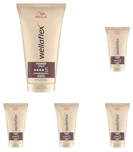 Wellaflex Power Hold Haargel für Frauen | Bis zu 24 Std. anhaltender ultra starker Halt | Sanft zur Kopfhaut, dermatologisch getestet | Vegane Formel | Frei von Silikonen | Haltegrad 5 | 150ml