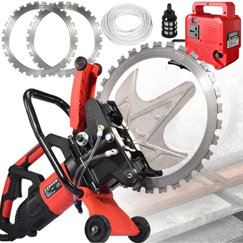 SHENGSHIYU Cortadoras de Hormigón con 2 Disco de Diamante 410mm y Bomba de Agua,8980W Corte Sin Polvo Hormigón para Fábricas,Talleres,Hogares,Carpintería y Bricolaje,Corte Multiángulo