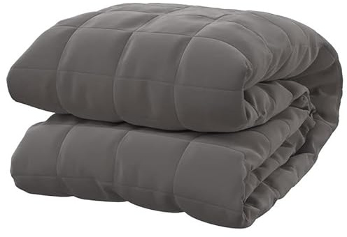 Eleganz Gewichtsdecke Grau 155x220 cm 11 kg - Schwere Decke für besseren Schlaf, atmungsaktiv & beruhigend - Ideal für Erwachsene & Stressabbau - Bezug aus weichem Stoff