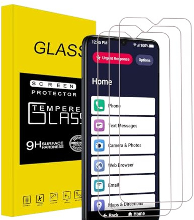 rlbmnyz[3-Pack Compatible with Lively Jitterbug Smart4 screen protector Tempered Glass,9H Hardness, Anti-Scratch, Bubble Free, easy to install (Clear)