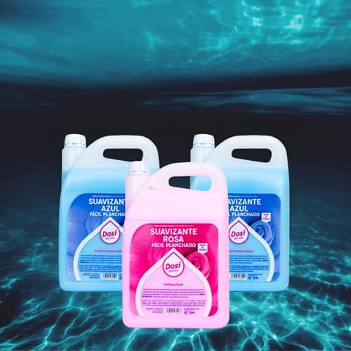 Dosidermo Suavizante Concentrado Profesional 5kg - Con Sedalina. Azul aroma marino. Rosa aroma dulce aflorado - Protector de Ropa Delicada, Antiestático y Planchado Fácil_Lote 2 Azul y 1 Rosa.