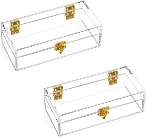 Keboyoe 2 Piezas Caja de Efectivo de Acrílico Transparente con Cerradura