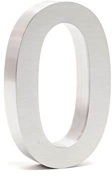 Wiltec Número de casa 0 acero inoxidable 20 cm moderno diseño 3D tipo Arial para fachadas y exteriores de casas, material de montaje incluido