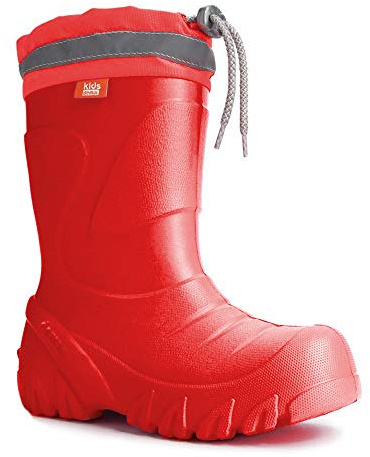 demar. Eva Mammut-S - Stivali di gomma leggeri per bambini con risvolto imbottito, (rosso/grigio), 32/33 EU