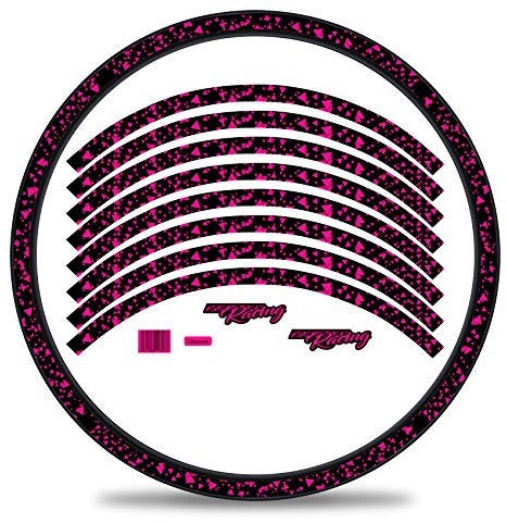 16-delars set fälg kant klistermärke för cykel fälgar i delta design komplett set för 69 cm (29 tum) för landsvägscykel mountainbike MTB löphjul RX028 (neonrosa, glans)