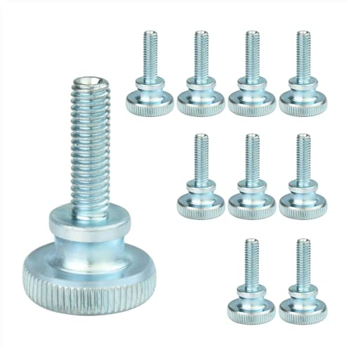 OTTYMO 10 Stück Rändelschrauben Kohlenstoffstahl M6 Rändelschraube Rutschfest Silber Flachkopfschrauben m6*20 Rändel schrauben Höhe 32mm Schrauben für Maschinenausrüstung Haushaltsgeräte