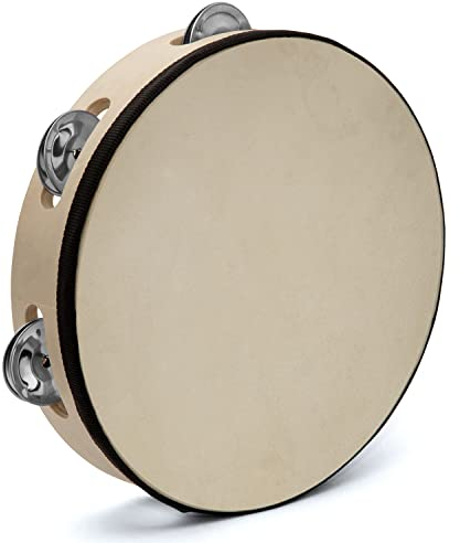 TIGER TAM91-12-BK Tamburin, einreihig, 30,5 cm, Holz mit Rohlederkopf