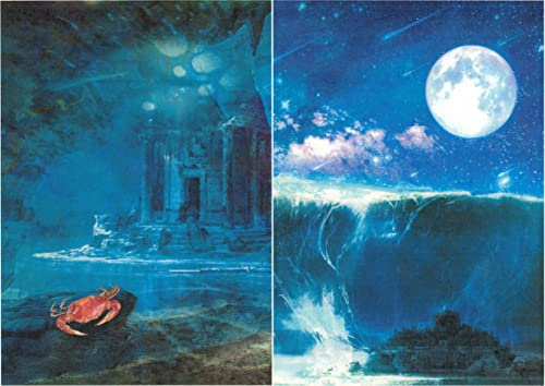 Zita´s Creative Rispapper A3 – Atlantis, Moon, blå. Motiv-halmsilke, stråsilkespapper, decoupage-papper