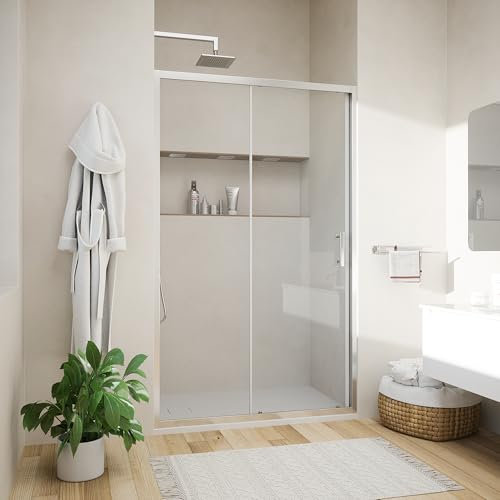 Box Doccia Nicchia 130cm Apertura Scorrevole Vetro Temperato Trasparente 6mm Trattamento Anticalcalcare Maniglia in Acciaio Inox 304 h190cm mod. Tenerife