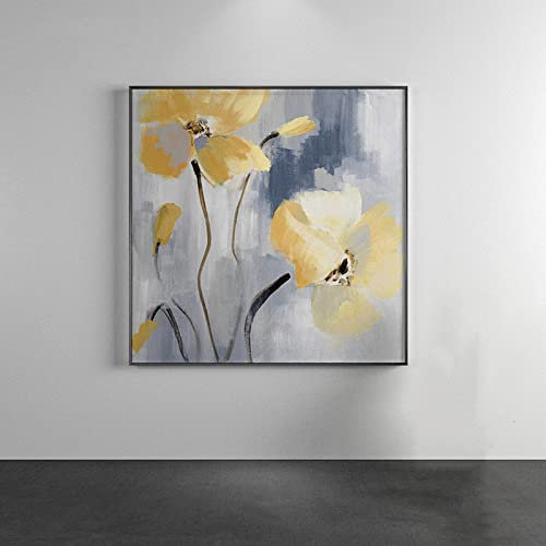 Quadri Dipinti A Mano, Vintage Giallo Gesang Boccioli Di Fiori Arte Astratta Opere D'Arte Moderna Senza Cornice Dipinti Ad Olio Dipinti A Mano Su Tela Wall Art Per Soggiorno Camera Da Letto Ufficio