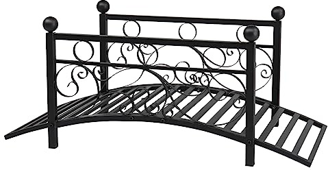 Ochine Metal Garden Bridge Classic Arc Footbridge with Railings, Metal Arch Backyard Garden Bridge with Safety Siderails, Decorative Pond Bridge for Outdoor Garden Yard Backyard Creek Farm