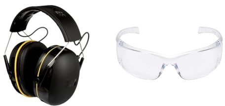 3M WorkTunes Connect Orejeras de protección auditiva inalámbricas con tecnología Bluetooth®, 90543EC1 (94-105 dB) Virtua AP Clear Safety Glasses Transparent