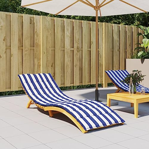 Annlera Blau&Weiß Gestreift Sonnenliegen-Auflage Oxford-Gewebe Gartenstuhl Kissen Gartenliege Auflage Sonnenliegenauflage Liegestuhl Auflage Sitzauflage Gartenstuhl Auflage Gartenstuhl 200x50x4cm
