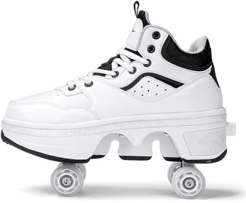 Shoes with Wheels, 2-in-1 Multifunctional 4-Wheel Shoes with Roller Skates, Deformation Shoes for Men, Women and Children,43