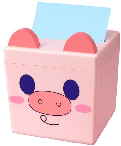 Dormercy Pop-up Notes Dispenser for Desk, Cute Office Desk Accessories, Pig Pink Sticky Note Holder for Office, School, Large Capacity, 3x3 in, 1 Pack(Patented)