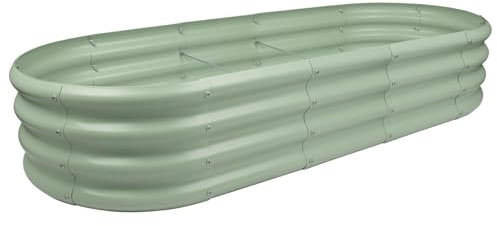 Harbour Housewares Raised Garden Bed - Green - 180 x 90cm - Rounded - Bottomless Metal Raised Bed Galvanised Steel Planter Box for Growing Outdoor Plants, Vegetables, Flowers and Herbs