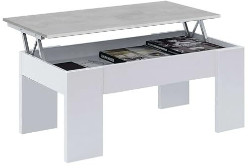 Miroytengo Mesa de Centro Salón Comedor Leens Estilo Industrial Color Blanco Artik y Gris Cemento 100x50 cm
