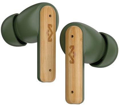House of Marley Little Bird - Auriculares inalámbricos Bluetooth – Auriculares IPX4 con micrófono integrado, 24 horas de reproducción, funda para auriculares USB-C de carga rápida, materiales