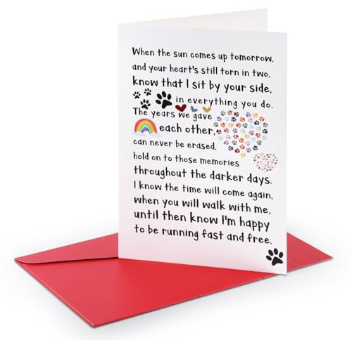 Tarjeta de condolencias para mascotas, tarjeta de condolencias para perros por pérdida de mascotas, tarjeta de condolencias para familiares, amigos, amantes de los perros