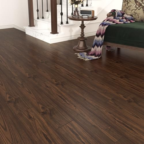 Yullpaper 24 stycken självhäftande vinyl självhäftande linoleum golv golvbeläggning kök vinylgolv kakeloptik brun PVC-kakel självhäftande kakeldekaler badrum golv kakel träutseende 90 cm x 15 cm