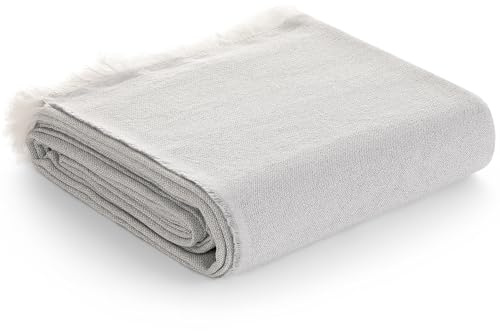 GAMUSI Funda sofá 2 plazas Multiusos, Colcha Cama 90/105 cm, Jarapa Foulard cubrecama Mantas de Sofa algodón Liso - 180x280 cm, Gris