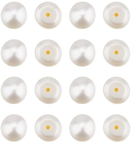 Hobbspring 18Pcs Natural Freshwater Pearls Beads Round Cultured Pearl Loose Bead AAA Natural Half Drilled Pearl Beads for Jewelry Necklace Bracelets Earrings Making DIY Crafts