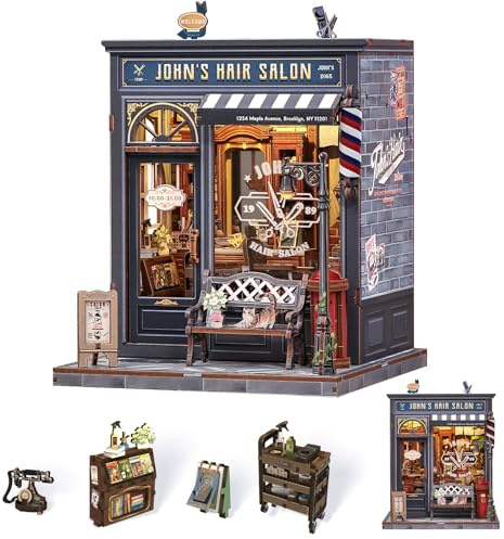 Endless Limit Book Nook Kit, Casa delle bambole fai da te in miniatura casa con custodia antipolvere e luce LED, 3D puzzle, set creativo come idea regalo (John's Hair Salon)