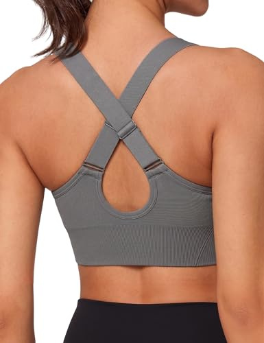 Litherday Sujetador Deportivo Mujer Ajustable Fitness Gris M