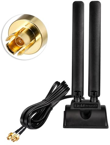 Eightwood WiFi 7-antenn 2,4 GHz 5 GHz 6 GHz WLAN 6E antenn RP-SMA adapter tri-bandantenn magnetisk bas med 2 m förlängningskabel för PC Bluetooth moderkort WLAN-kort PCI-kort WiFi router