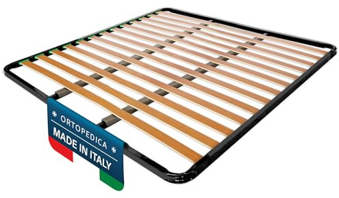 DOLCI SOGNI Rete 160x190 Ortopedica a Doghe, Rete Letto Matrimoniale Senza Piedi da Incasso con Doppia Barra Centrale di Rinforzo, Struttura 160x190 Interamente in Ferro 100% Made in Italy