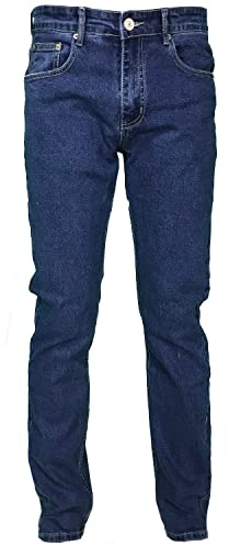 Jeans Uomo 5 Tasche Denim Regular Fit Gamba Dritta Elasticizzato Vita Alta (60, Denim)