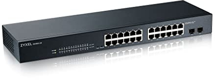 Zyxel 24-Port Gigabit Switch | Smart Managed | Rackmontage und lüfterloses Design | VLAN, IGMP, QoS [GS1900-24]