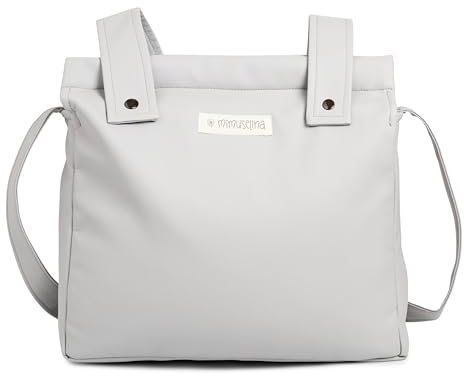 MIMUSELINA Bolso Panera Bolso Carro Bebe Impermeable - Diseño Versátil con Gran Capacidad, Asas Múltiples y Cremallera Segura - Duradera y Fácil de Limpiar - Exterior de Polipiel (Pearl)