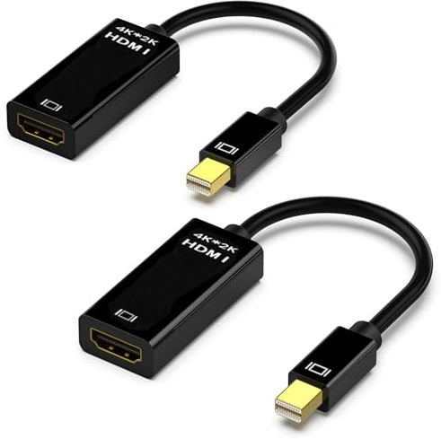 Mini DisplayPort to HDMI Adaptor 2 Pack Mini DP Compatible with Thunderbolt to HDMI 4Kx2K Converter Gold-Plated Cord for MacBook Pro MacBook Air Mac mini Microsoft Surface Pro 3/4/5/6 (2K/4K)