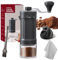 HOTUT Manuelle Kaffeemühle, Handkaffeemühle mit hochpräzisen Keramik-Kegelmahlwerk, Externe Verstellbarer Mahlgrad von grob bis fein, Handmühle kaffee für Zuhause, Büro, Reise