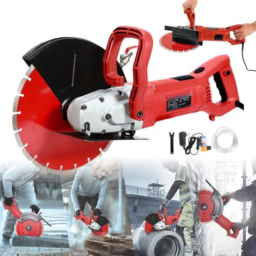 QIeCny Macchina Scanalatrice Elettrica per Muri (3000 W / 4300 Giri/min), Macchina per Taglio E Scanalatura del Calcestruzzo, profondità di Taglio 110 Mm/Senza Angoli Morti, Senza Polvere,Red