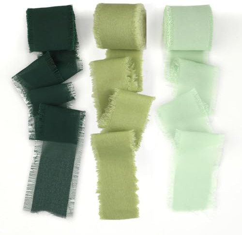 JYNXOR 3 RollosCinta de Gasa de Seda, Cinta de Tela Hecha a Mano para Envolver Regalos, Total 4 cm x 15 m, Juego de Cintas para Invitaciones de Boda, Ramos de Novia, Regalos, Envoltorios, Bricolaje