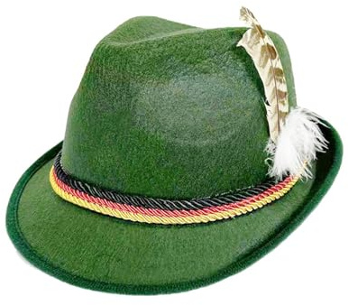 Pdakieyxnd Trachtenhut Jägerhut Bayerischer Jäger Outfit Oktoberfest Mottoparty Damen Seppelhut Herren Jagdhut Kopfbedeckung Schützenhut Kinder Jagd Zubehör Trachtenhüte Hüte Kostüm, One Size