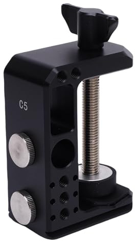ASHATA Aluminium C -Klämma med 1/4 Tum och 3/8 Tum, med 38 Mm Snabbfrigöringsbas, Justerbar Rörlig Klämma för Skrivbordsljusstativstativstödstöd