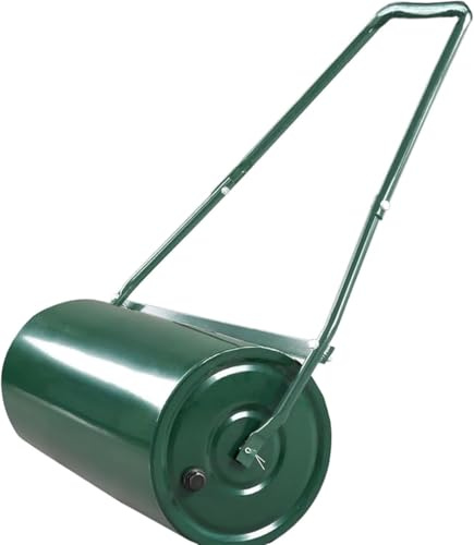 GarveeLife Rullo per prato, 50 cm, riempitivo con sabbia e acqua, 40 l, ø 32 x 60 cm, robusto materiale in acciaio, rullo con impugnatura a U, rullo per prato, per giardino, fattoria, parco e