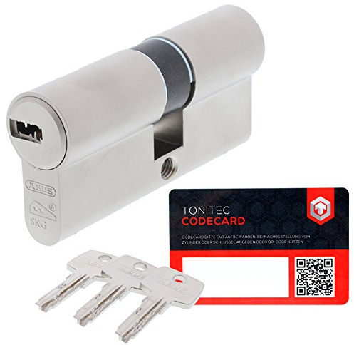 ABUS Schließzylinder Türschloss Schließanlage Zylinderschloss als Doppelzylinder gleichschließend EC550 mit 3 Schlüssel inkl. ToniTec CodeCard Größe 30/60mm Schließung 3