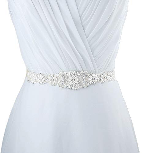 CHIC DIARY Damen Kristall Hochzeit schärpe Braut Gürtel Taillengürtel Haarband, Weiß, Einheitsgröße