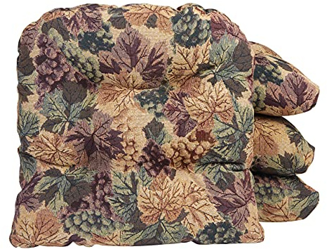Klear Vu Gripper Overstuffed Universal Non-Slip Dining Chair Cushions for Kitchen Decor or Office Use, U-Shaped Skid-Proof Seat Pad, 15x15 Inches, 4 Count (Pack of 1), Multi