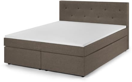 Traumnacht Boxspringbett, mit 7-Zonen Tonnentaschenfederkernmatratzen (H2) und Komfortschaumtopper, leichter Aufbau, produziert nach deutschem Qualitätsstandard, 180 x 200 cm in hellbraun